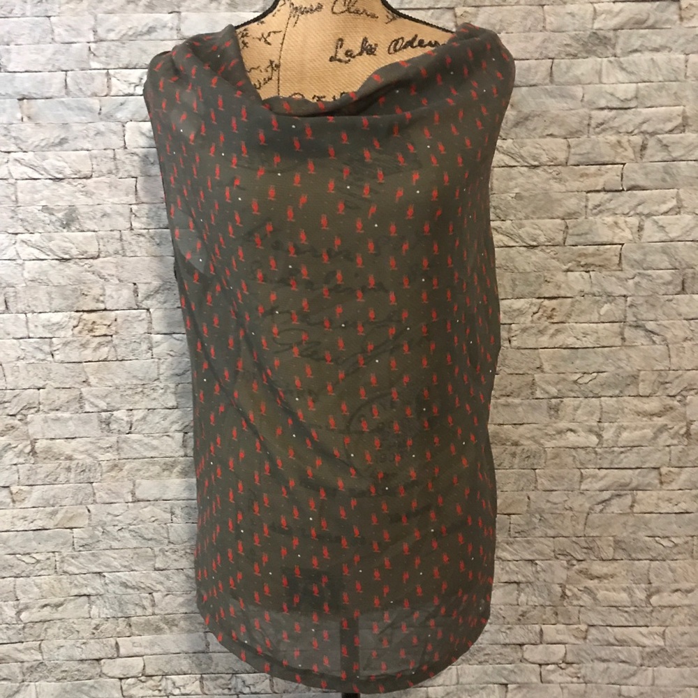 JELLA COUTURE | Sheer Blouse | Brown & Red | Small